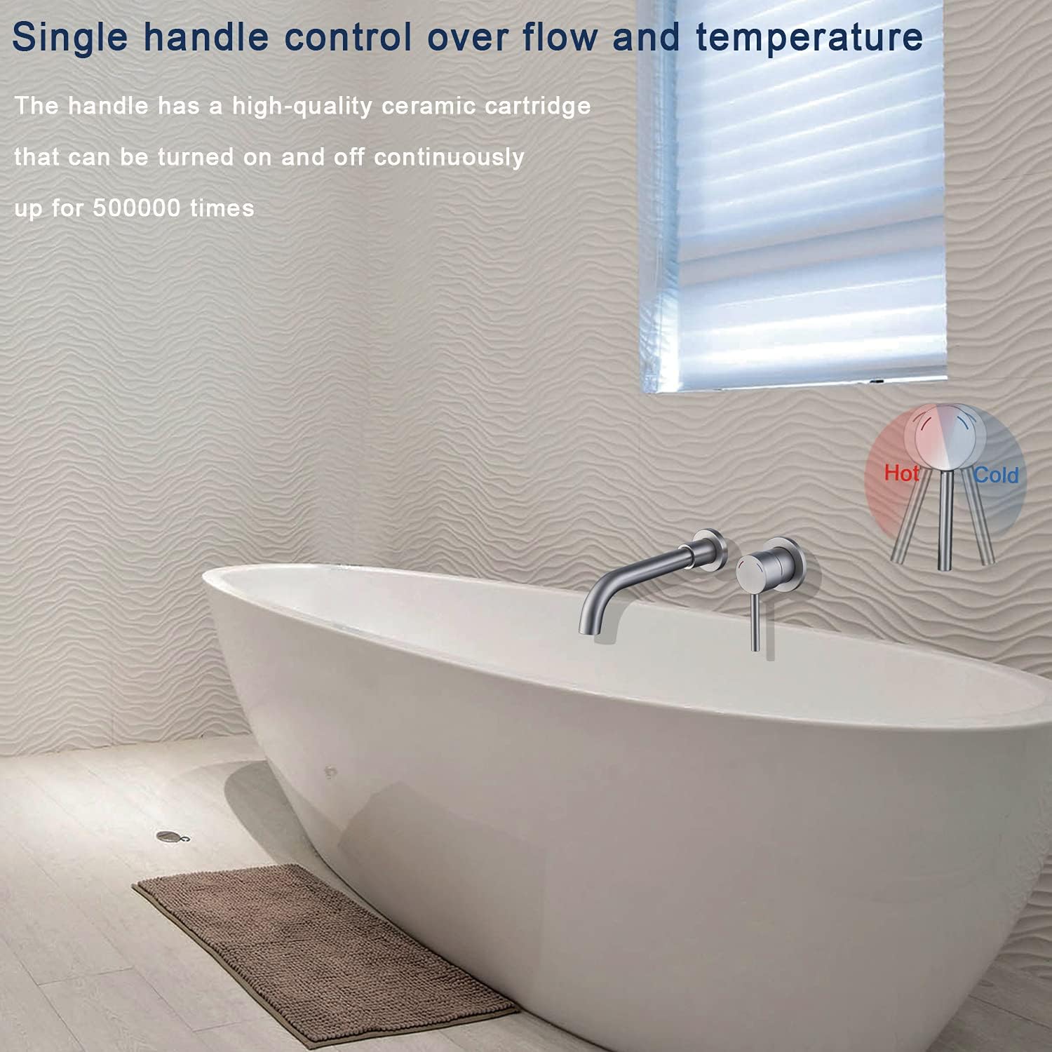 Bathroom Faucet Brushed Nickel, Wall Mounted Bathroom Sink Faucet 2 Hole and Rough in Valve Included