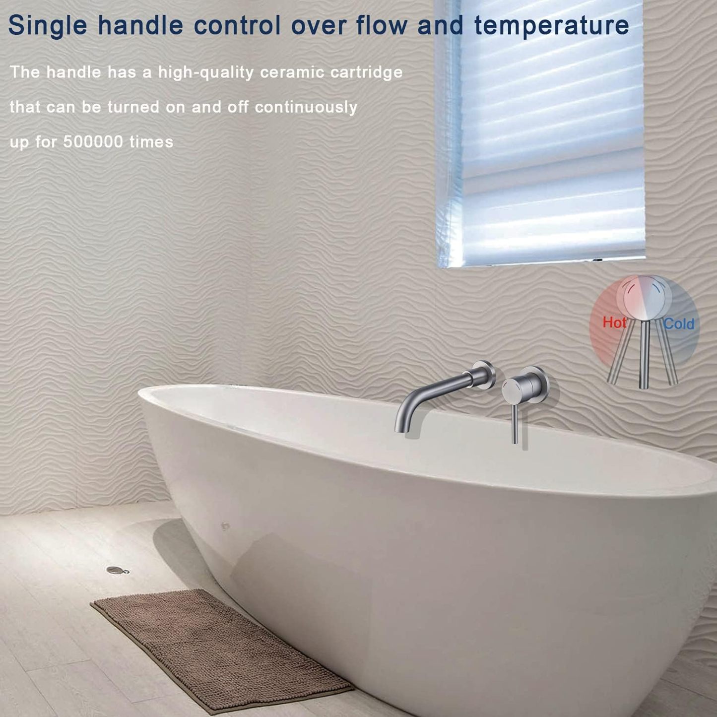 Bathroom Faucet Brushed Nickel, Wall Mounted Bathroom Sink Faucet 2 Hole and Rough in Valve Included