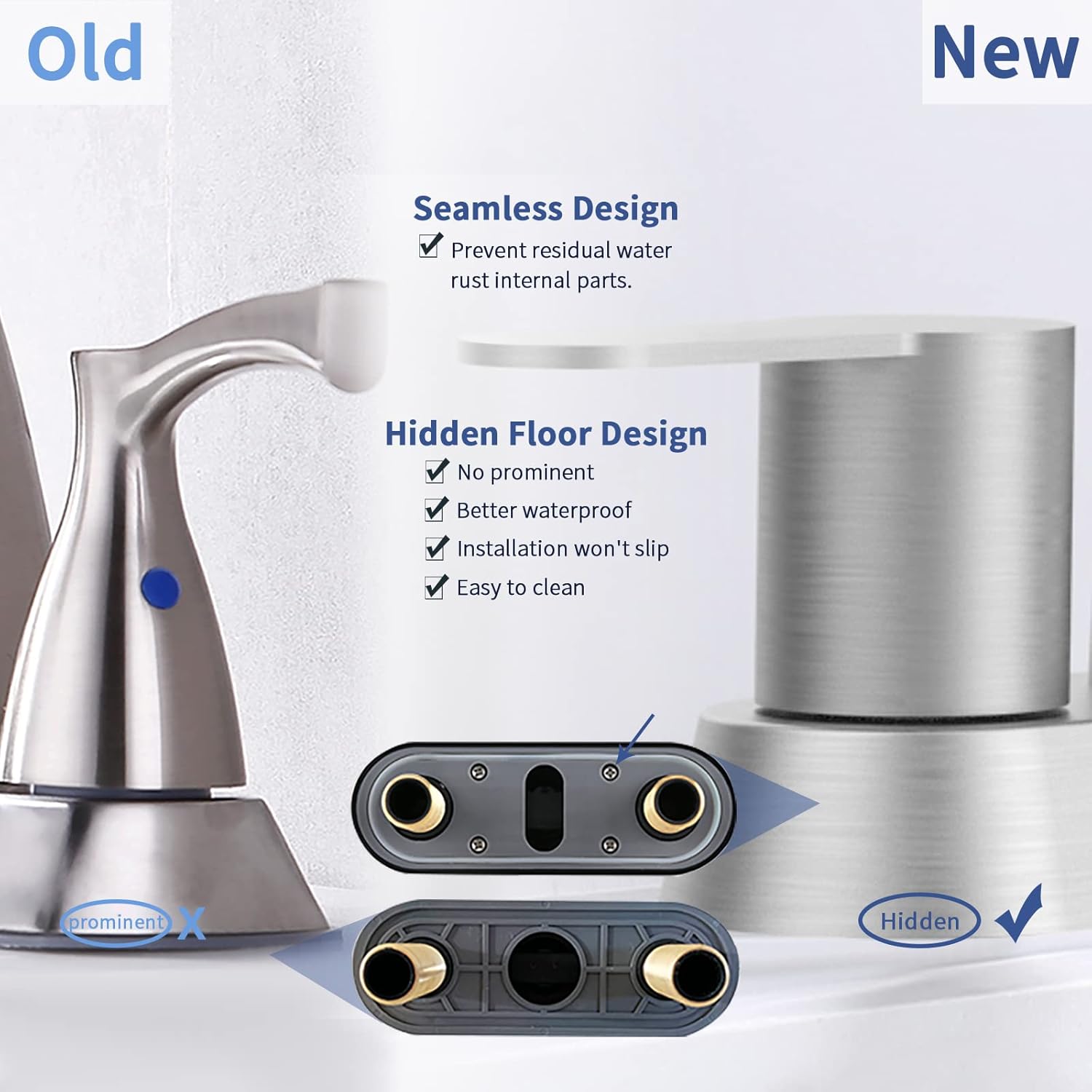 Bathroom Faucet Brushed Nickel 2-Handle Bathroom Sink Faucet 360 Degree High Arc Swivel Spout Centerset 4 Inch