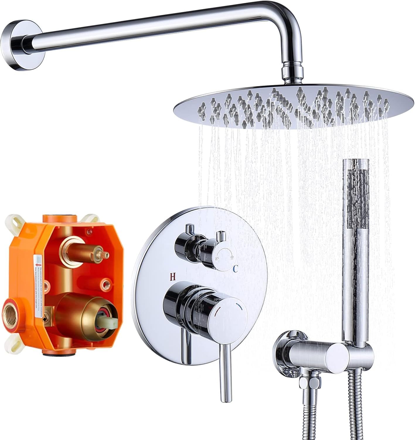 Shower system Shower Faucet Sets Complete with 10" Rain shower Head and Handheld Spray and Brass Valve