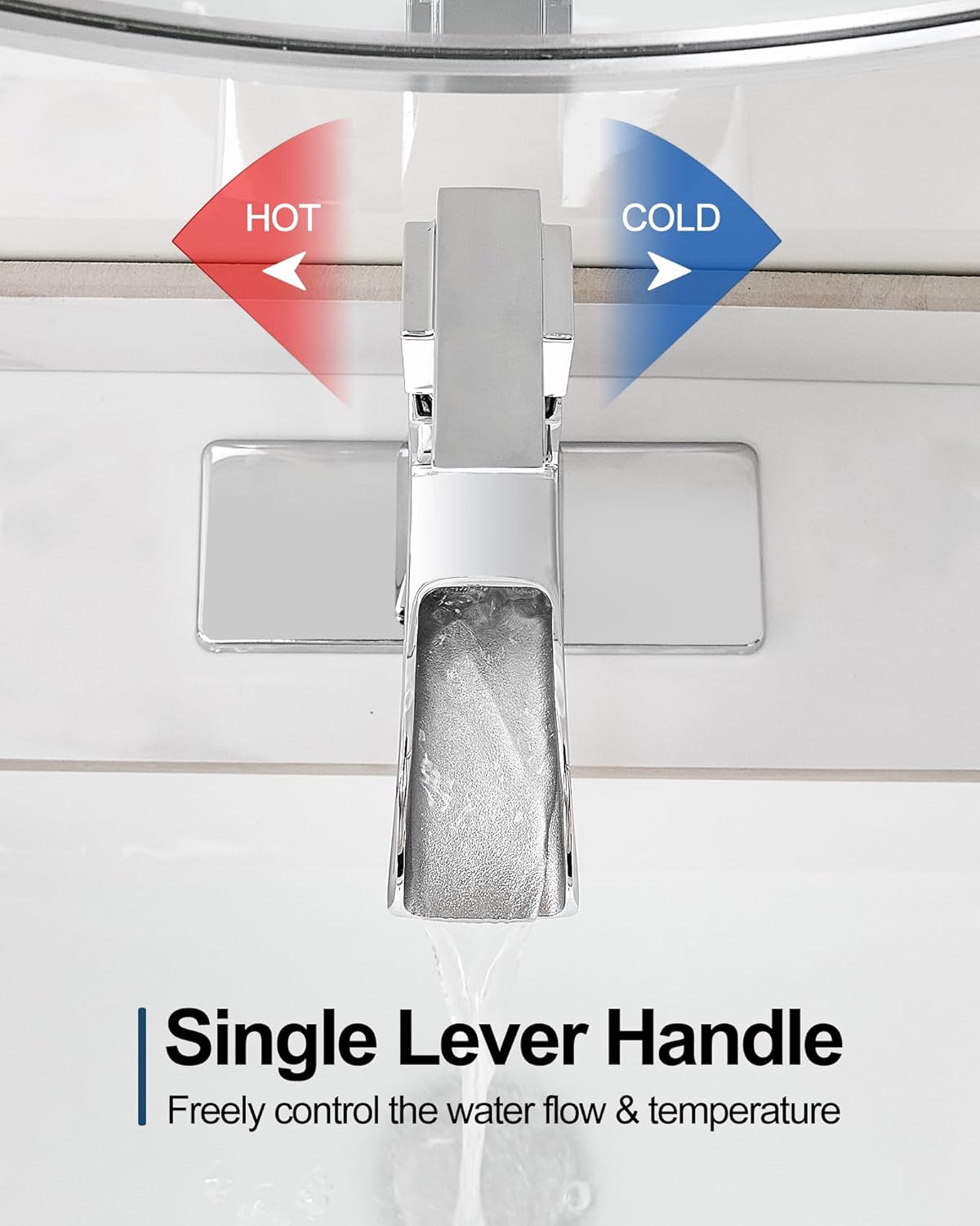 Brass 4 Inch Bathroom Faucets One Hole or 3 Hole, Single Handle with PP Drain, Deck Plate, Hot and Cold Supply Hoses for RV Lavatory Restroom