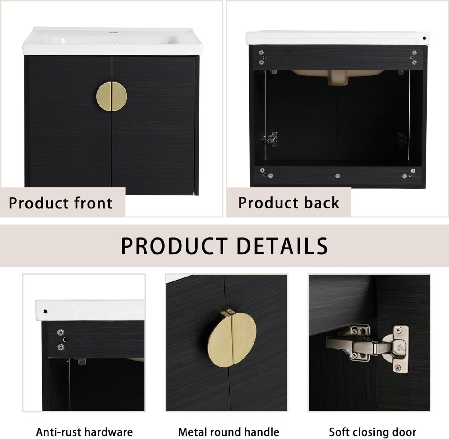 60-Inch Double Sink Vanity Modern Wall Mounted Bathroom Vanity