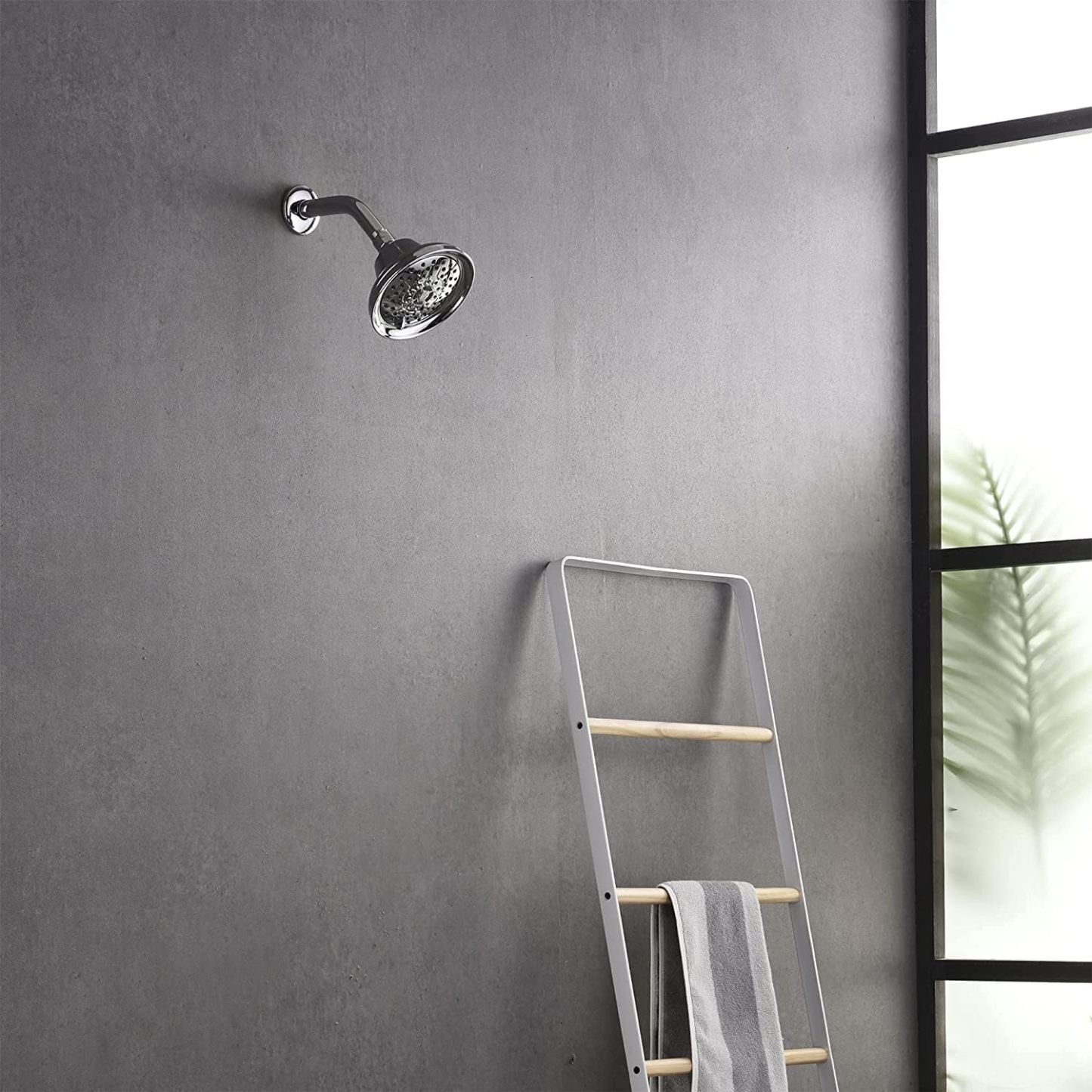 6 Spray Settings High Pressure Shower Head 5" Rain Fixed Showerhead - Brushed Nickel Adjustable Shower Head with Anti-Clogging Nozzles