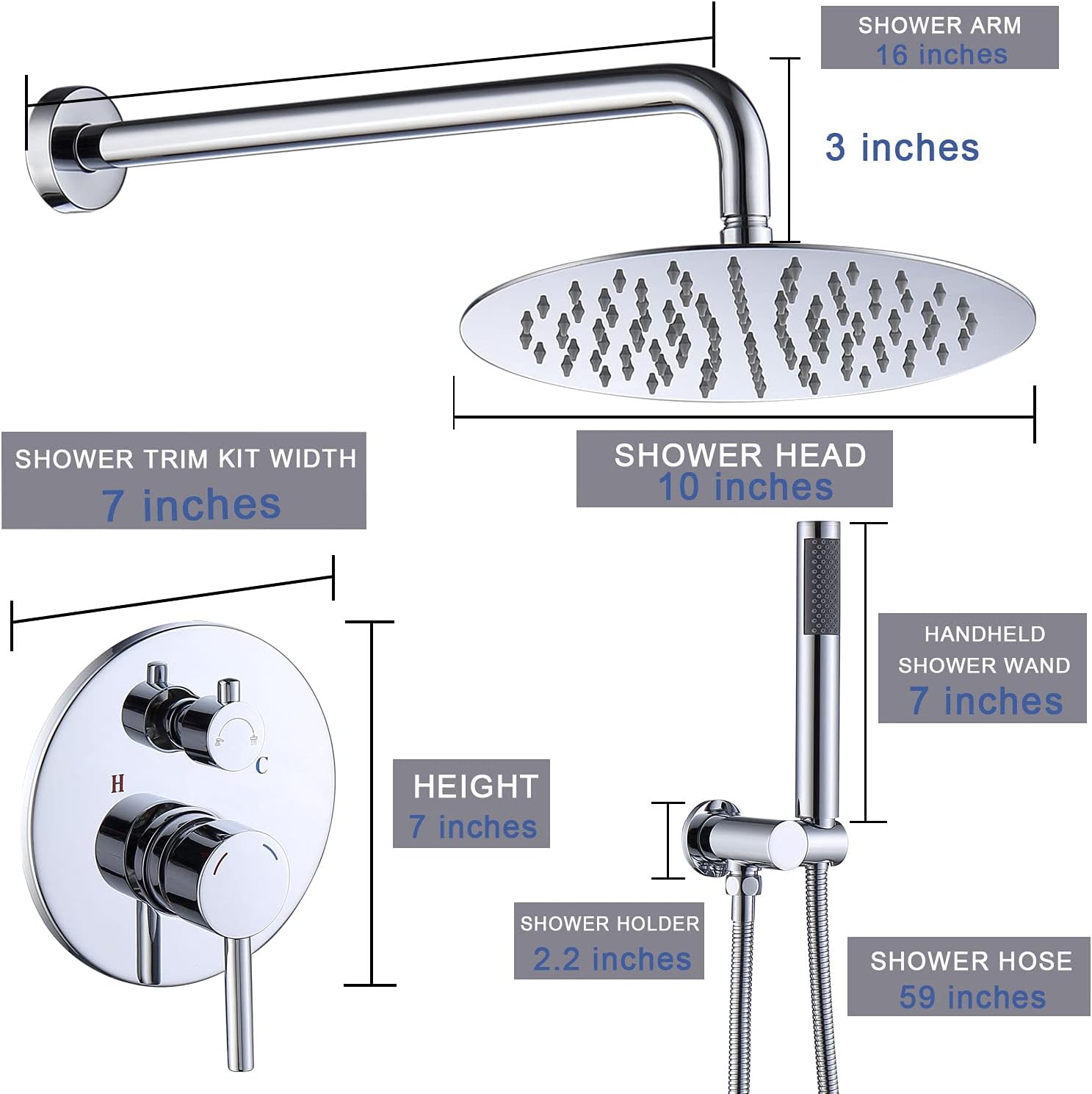 Shower system Shower Faucet Sets Complete with 10" Rain shower Head and Handheld Spray and Brass Valve