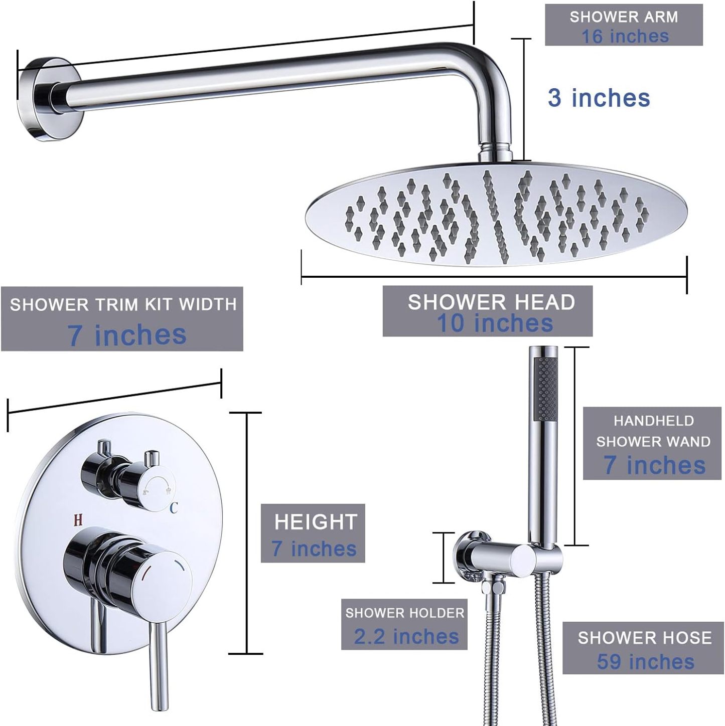 Shower system Shower Faucet Sets Complete with 10" Rain shower Head and Handheld Spray and Brass Valve