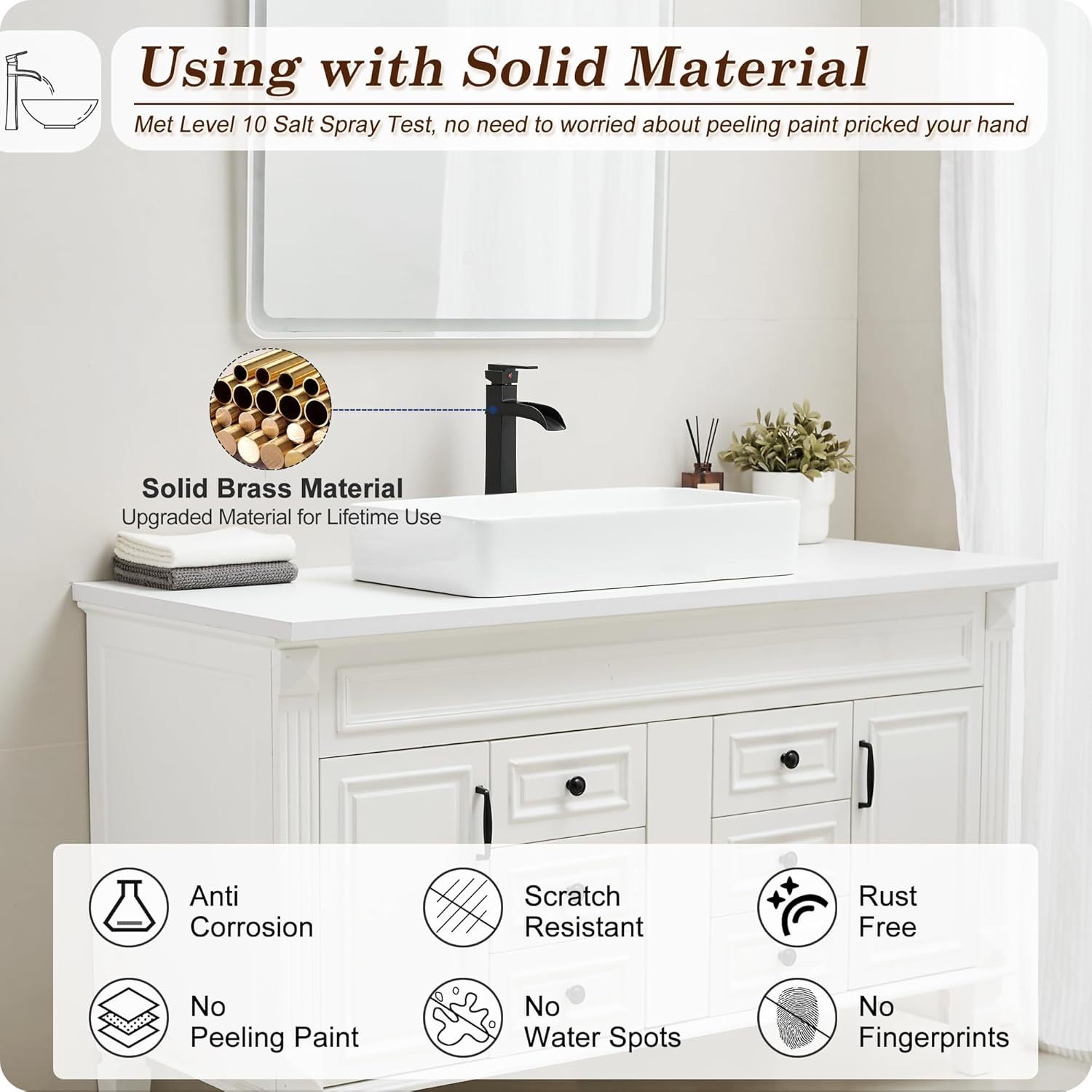 12 Inch Waterfall Tall Bathroom Faucet One Hole with Pop-Up Drain & Pre-Installed Hoses, Single Handle for Bathroom Sink Bowl Deck Mount