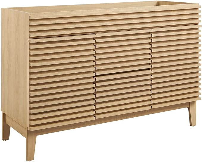 48" Double Sink Compatible (Not Included) Bathroom Vanity Cabinet in Oak