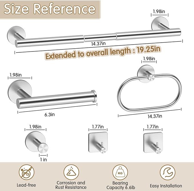Bathroom Hardware Set, Brushed Nickel Bathroom Accessories