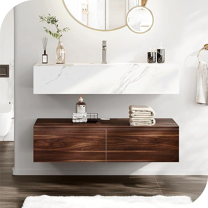 40 Inch Floating Bathroom Vanity with Sink Wall Mounted Bathroom Storage Cabinet