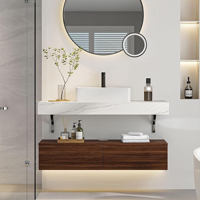 Bathroom Vanity with Sink 48 Inch Floating Vanity Bathroom Wall Mounted