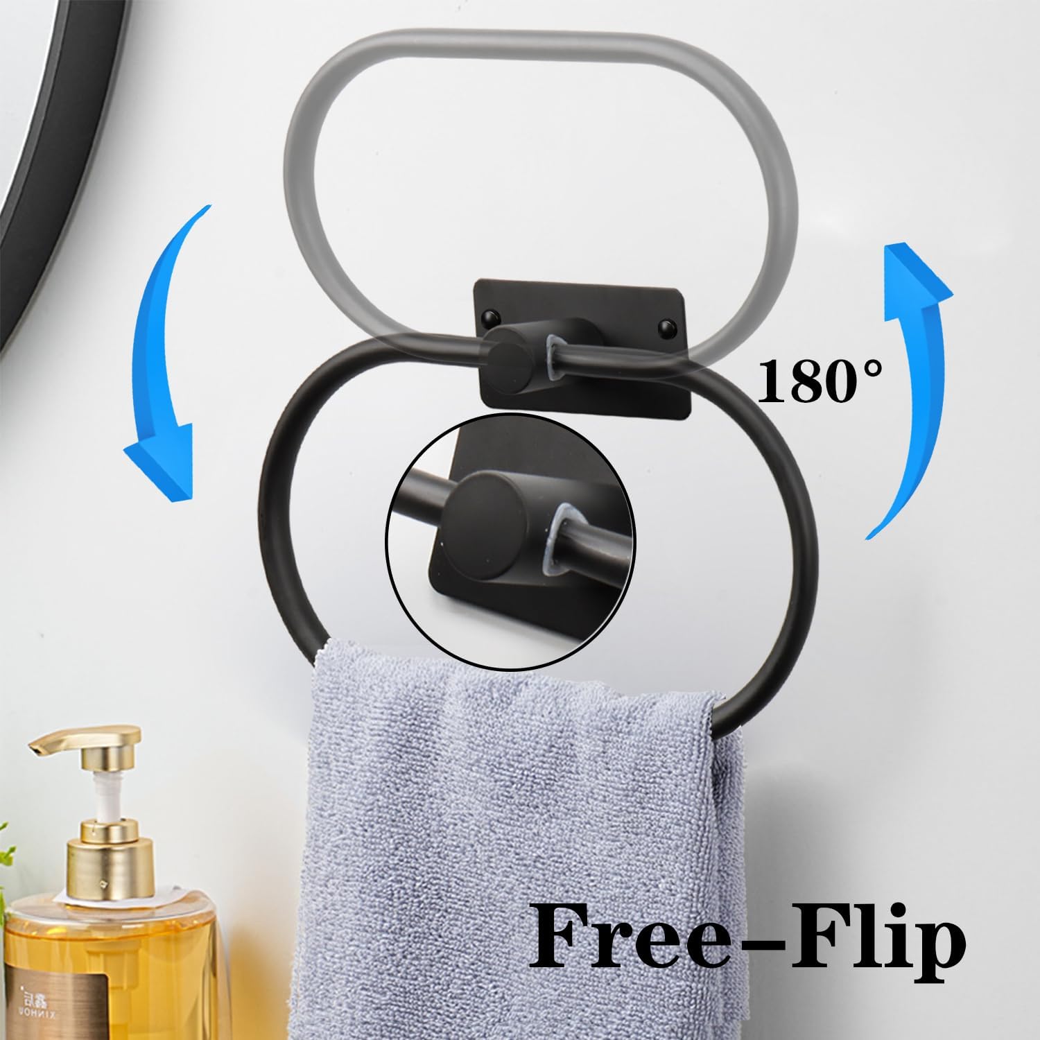 Oval Towel Ring, Strong Self Adhesive Hand Towel Holder, Thicken SUS304 Stainless Steel Stick Hand Towel Rack, No Drilling Wall Modern Hand Towel Hanger