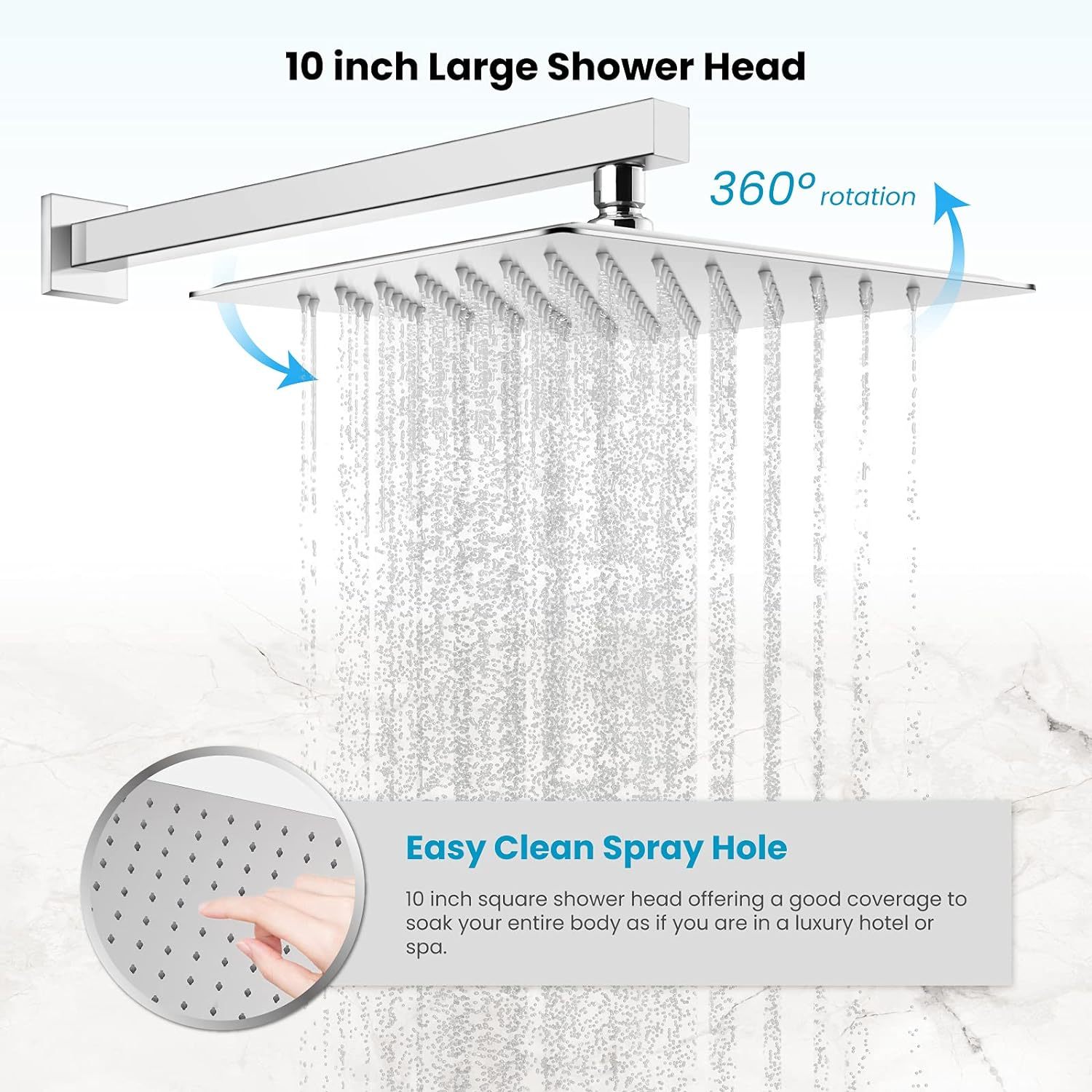 Rainfall 10 inch Shower System Bathroom Rain Mixer Silver Shower Combo Set