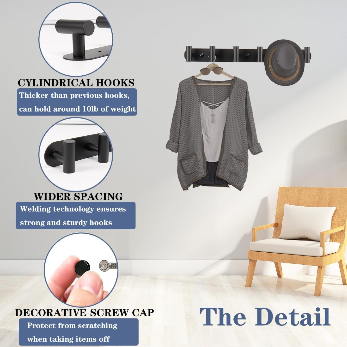 Heavy Duty Towel Hooks Rack Wall Hooks for Hanging Clothes Jacket, Stainless Steel Coat Hanger for Bathroom