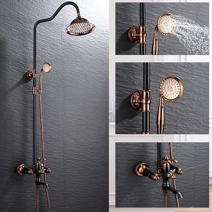 Shower Bath Set European Black Bronze Antique Bathroom Shower Set