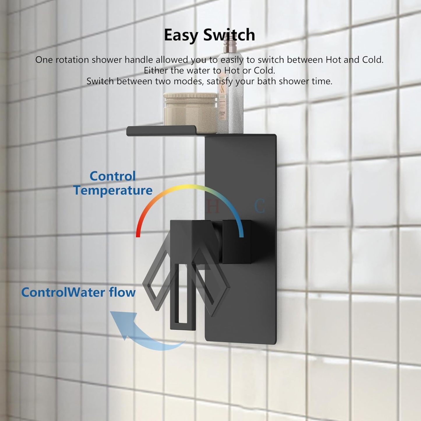 Shower Faucet With Storage Rack 8-inch Rain Shower Head Shower Decoration Kit with Single Spray Shower Head