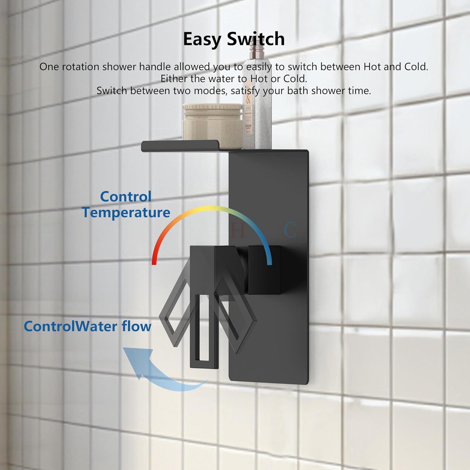 Shower Faucet With Storage Rack 8-inch Rain Shower Head Shower Decoration Kit with Single Spray Shower Head