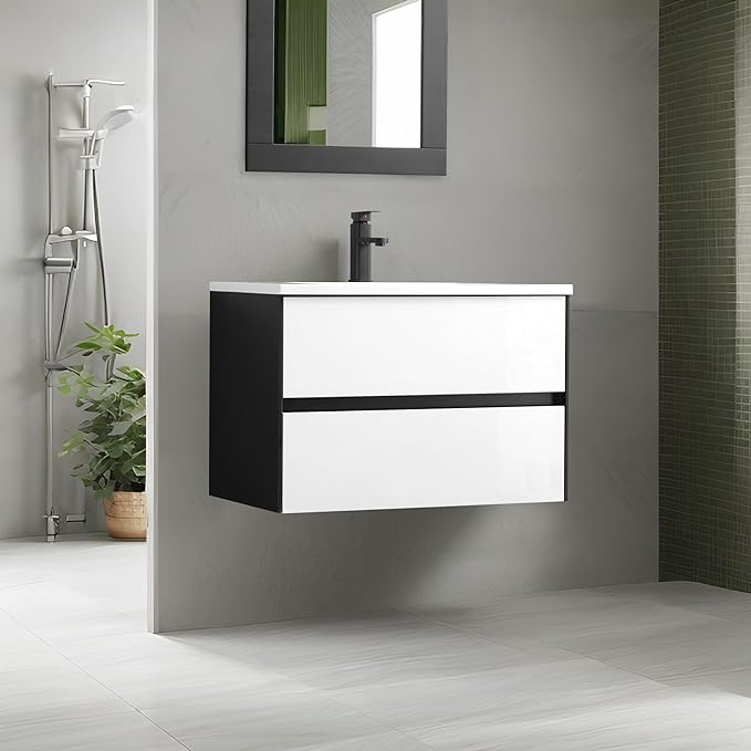 30" Bathroom Vanity Cabinet with Undermount Resin Sink Combo