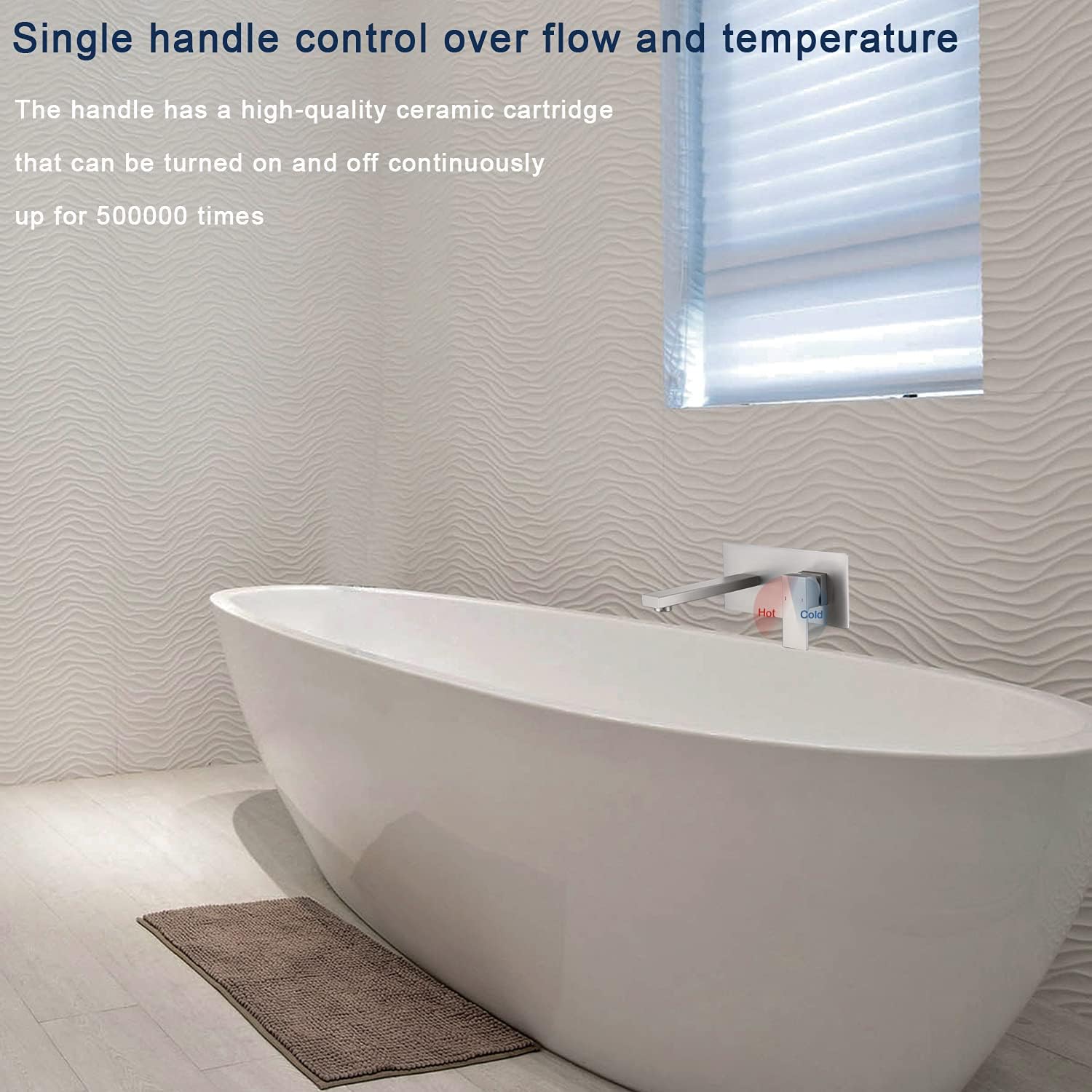 Wall Mount Faucet for Bathroom Sink or Bathtub, Single Handle 2 Holes Brass Rough-in Valve Included