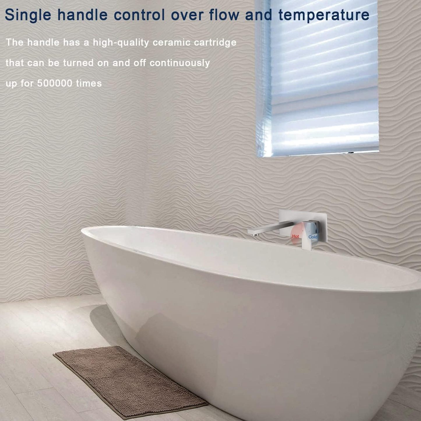 Wall Mount Faucet for Bathroom Sink or Bathtub, Single Handle 2 Holes Brass Rough-in Valve Included