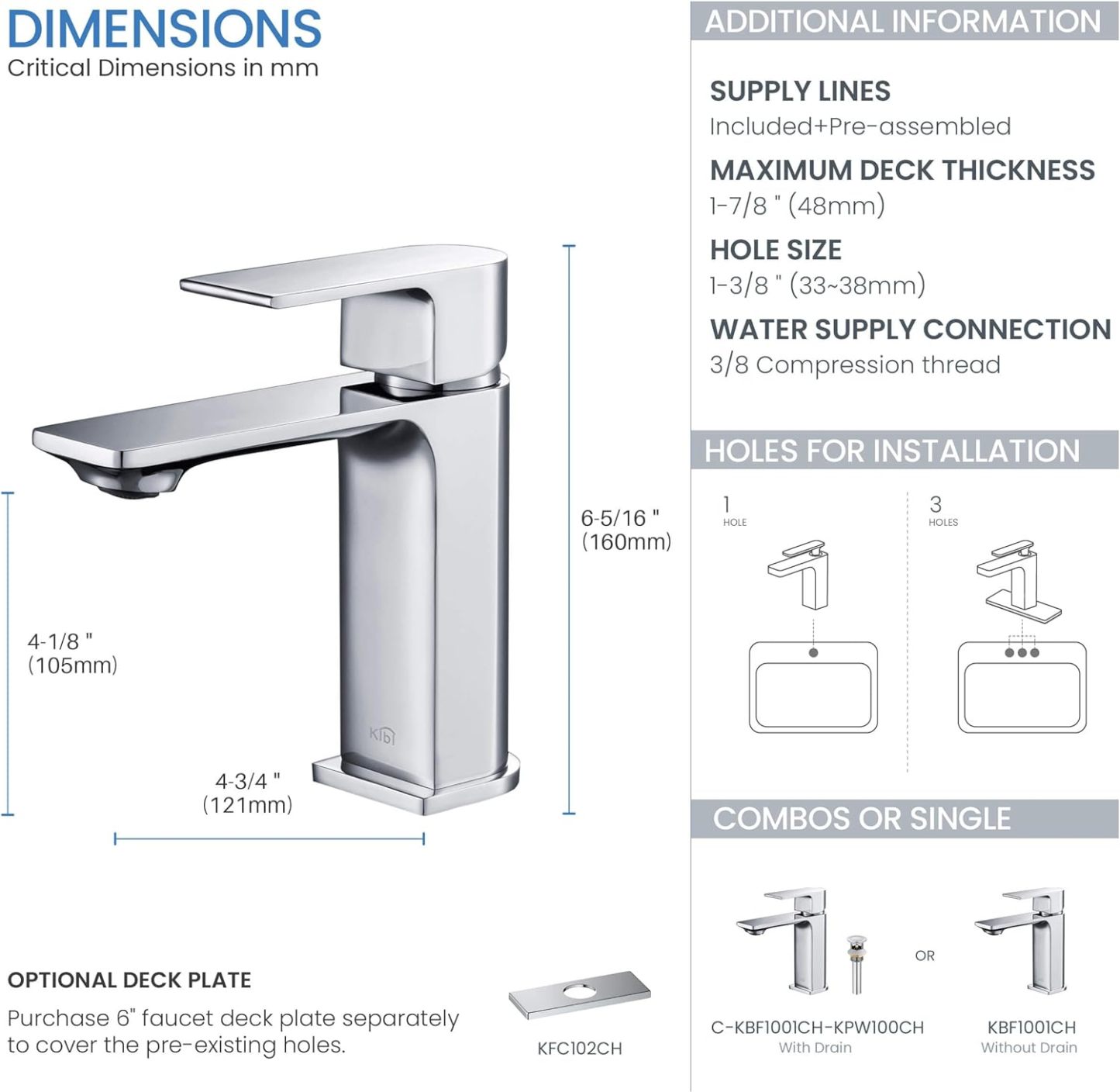 Single Handle Vanity Faucet for Bathroom Sink | Solid Brass High Arc Faucet
