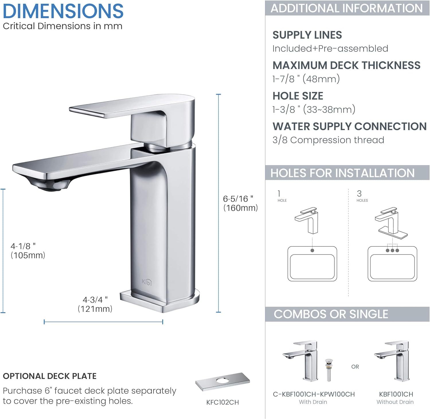 Single Handle Vanity Faucet for Bathroom Sink | Solid Brass High Arc Faucet