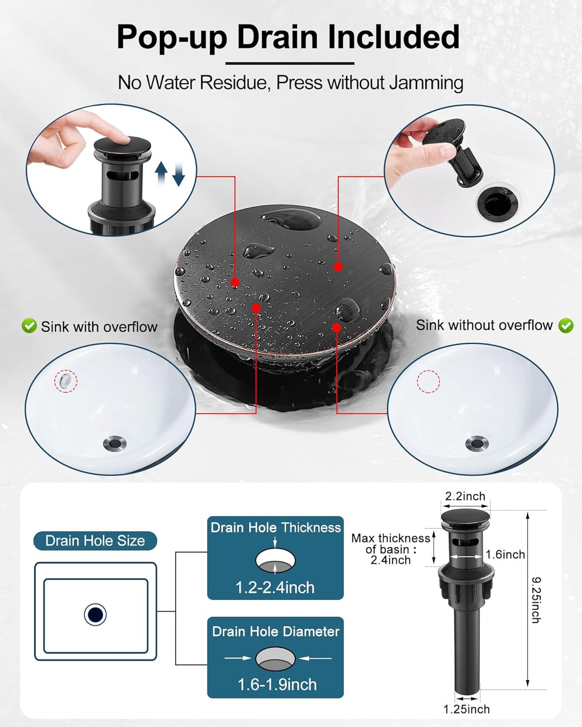 Bathroom Sink Faucet, 8 Inch Widespread, 2 Handles, 3 Hole, Waterfall Design, Ceramic Valve Core