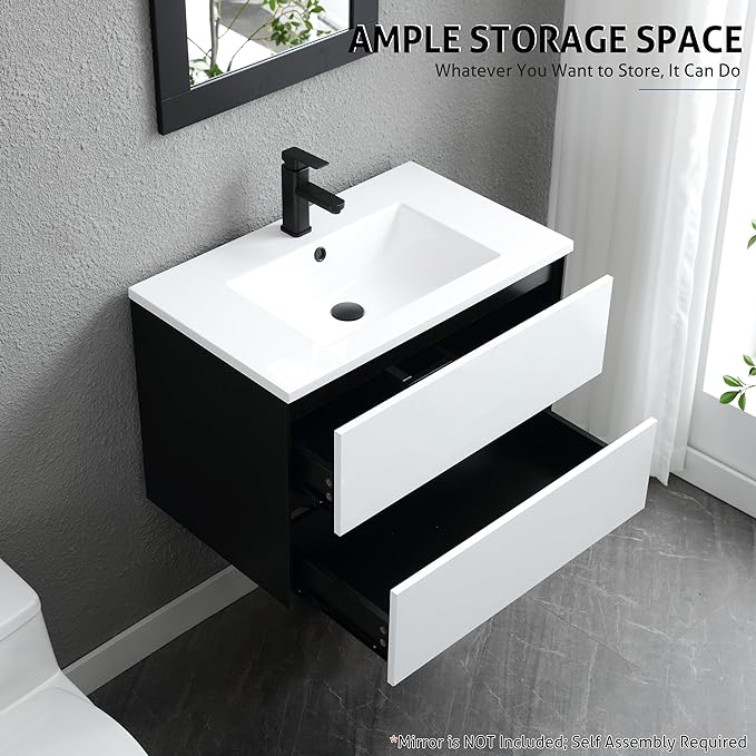 30" Bathroom Vanity Cabinet with Undermount Resin Sink Combo