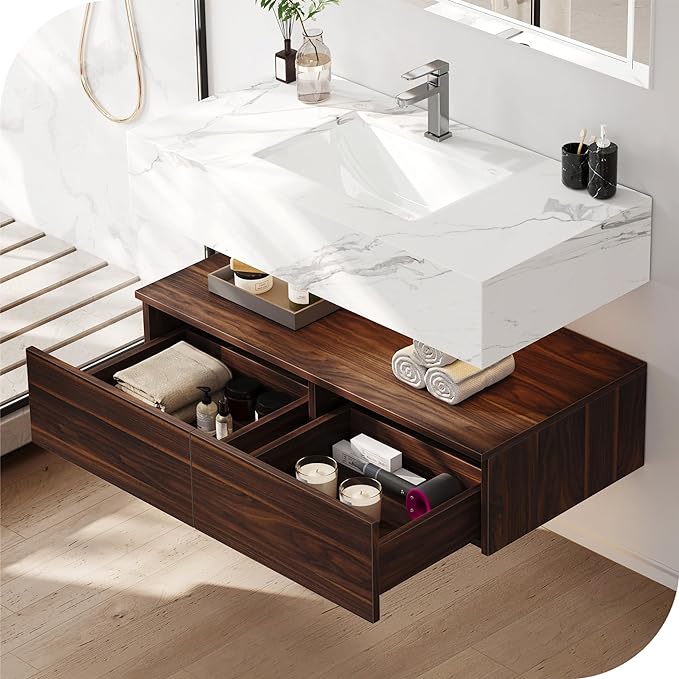 40 Inch Floating Bathroom Vanity with Sink Wall Mounted Bathroom Storage Cabinet