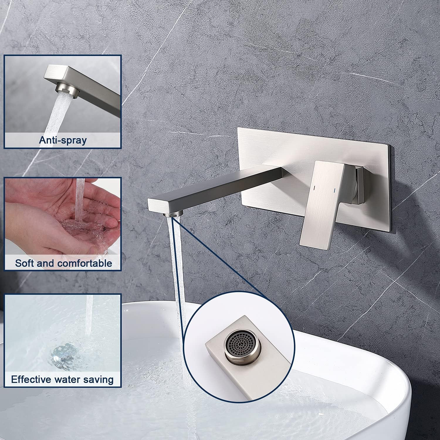 Wall Mount Faucet for Bathroom Sink or Bathtub, Single Handle 2 Holes Brass Rough-in Valve Included