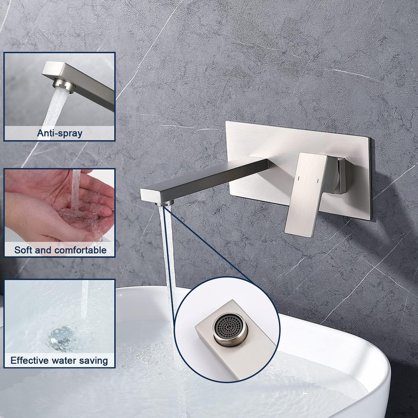 Wall Mount Faucet for Bathroom Sink or Bathtub, Single Handle 2 Holes Brass Rough-in Valve Included