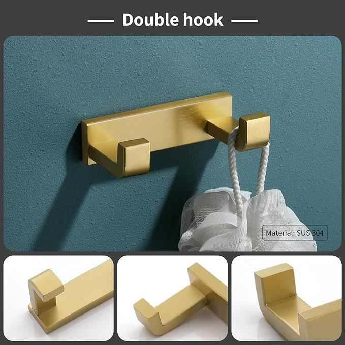 Bathroom Hardware Set Brushed Gold 4-Piece Towel Bar Set Square Bathroom Accessories