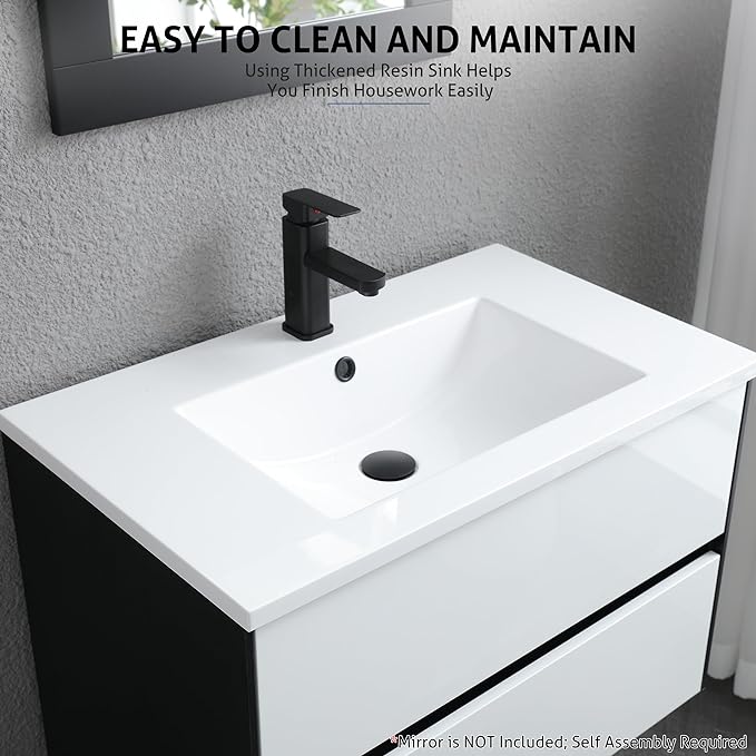 30" Bathroom Vanity Cabinet with Undermount Resin Sink Combo