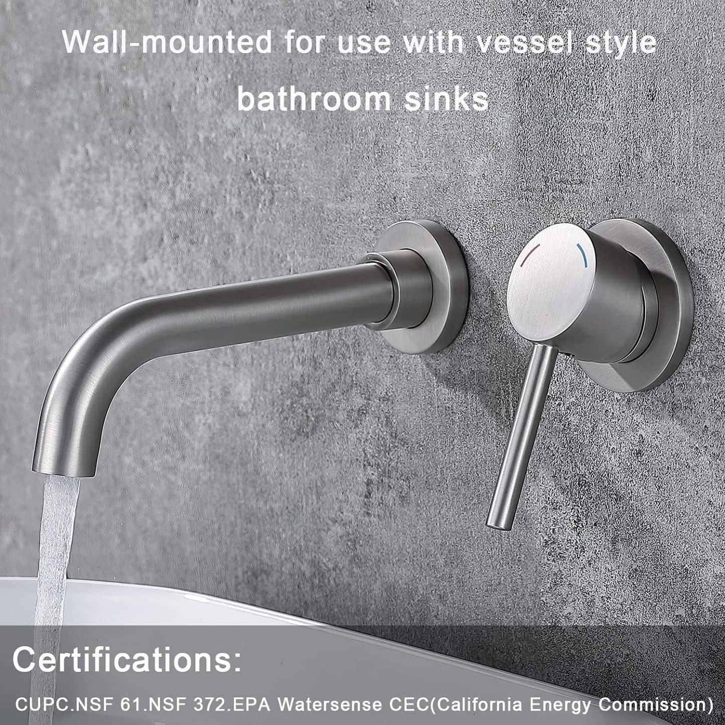 Bathroom Faucet Brushed Nickel, Wall Mounted Bathroom Sink Faucet 2 Hole and Rough in Valve Included