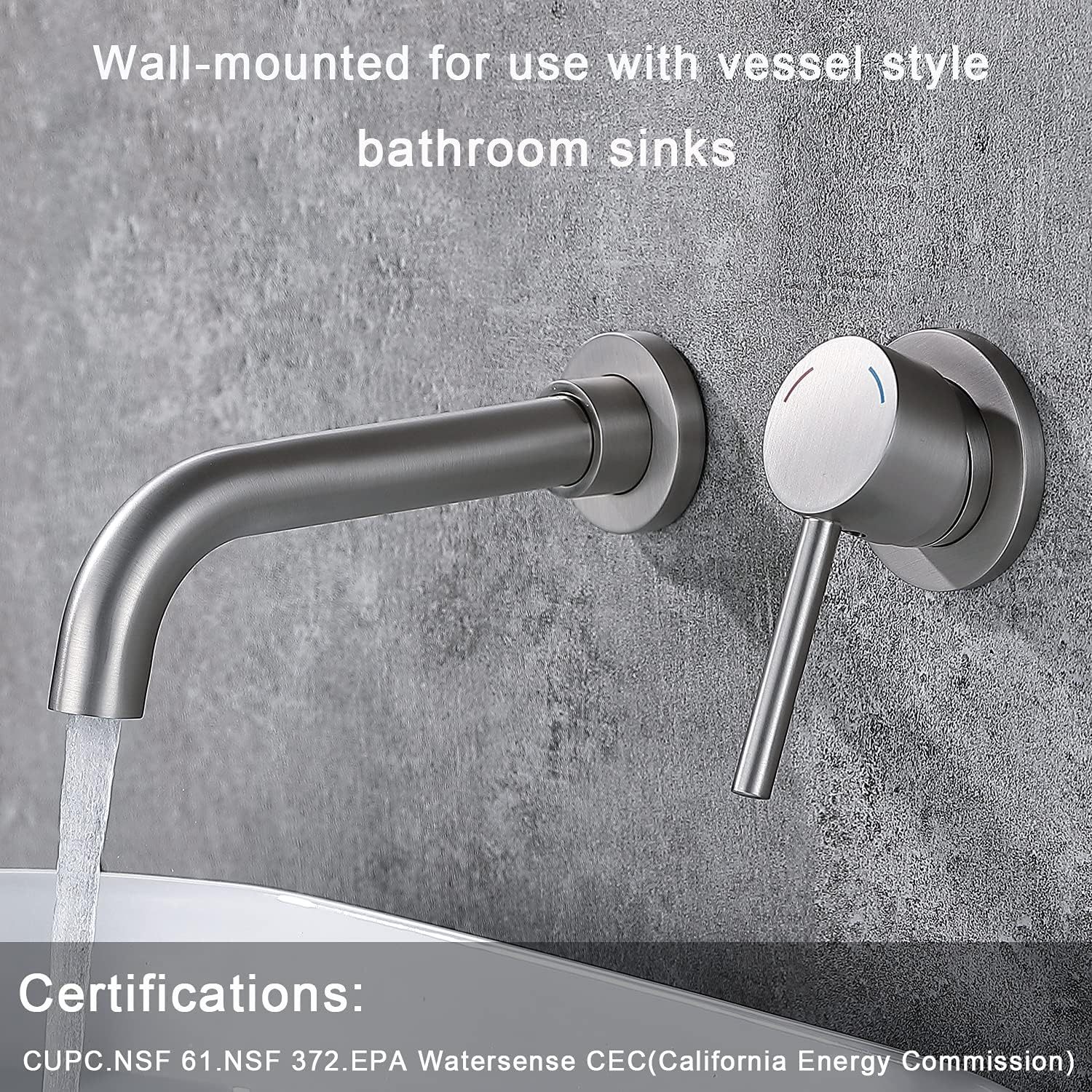Bathroom Faucet Brushed Nickel, Wall Mounted Bathroom Sink Faucet 2 Hole and Rough in Valve Included
