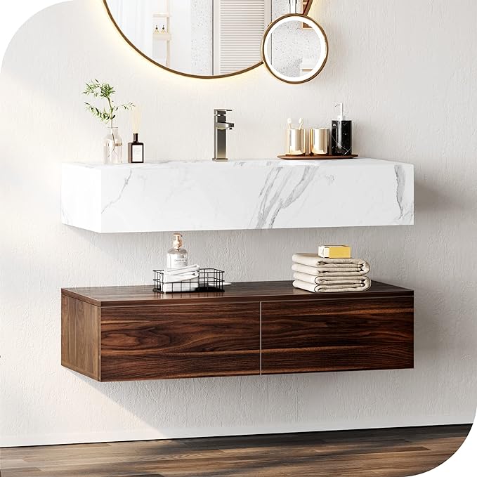 40 Inch Floating Bathroom Vanity with Sink Wall Mounted Bathroom Storage Cabinet