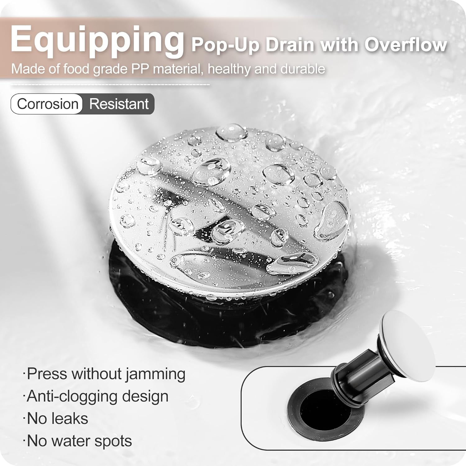 Widespread Waterfall Bathroom Faucet, Brass 3 Hole Bathroom Sink Faucet 4-16 Inch, 2 Handles with Supply Hose & Overflow Pop-Up Drain