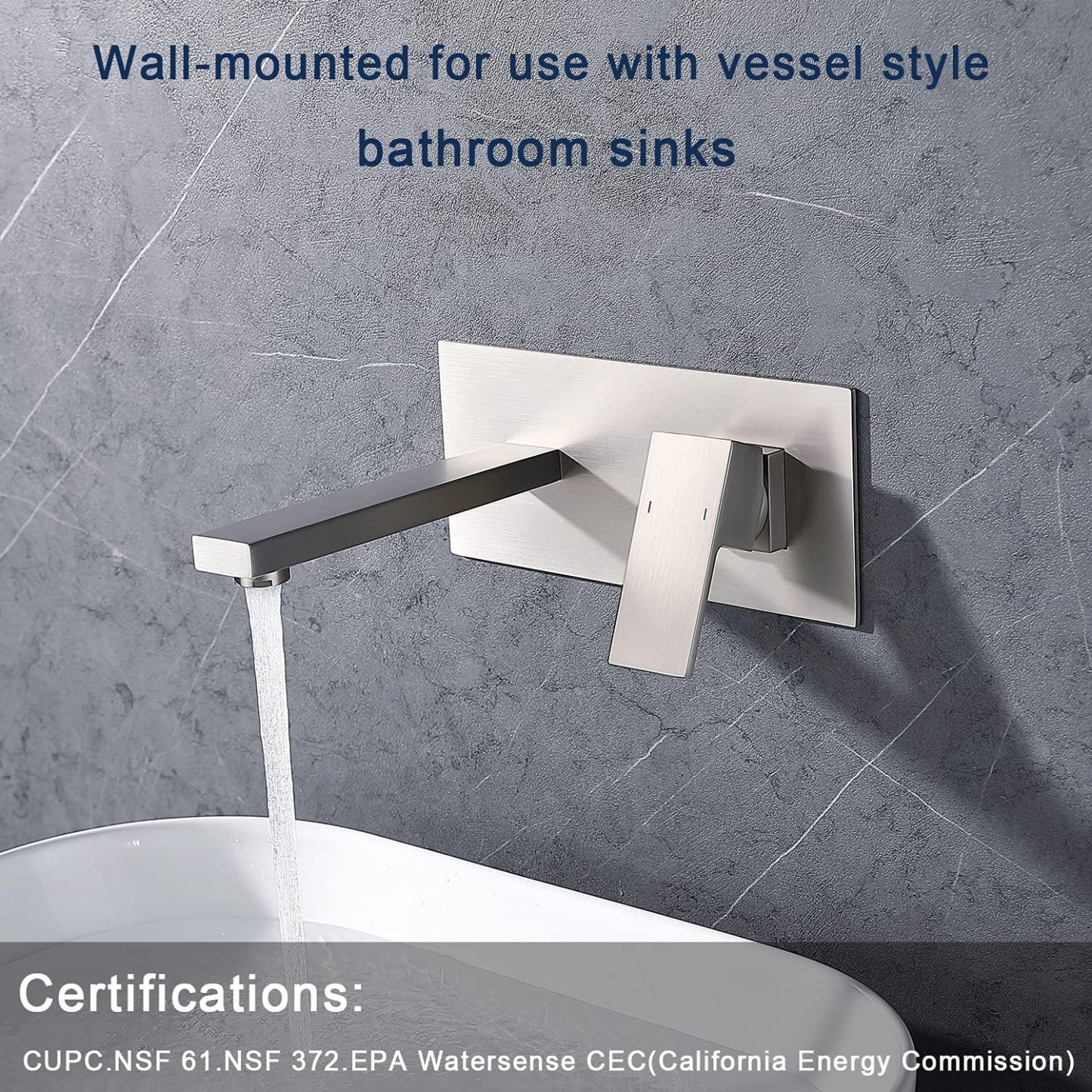 Wall Mount Faucet for Bathroom Sink or Bathtub, Single Handle 2 Holes Brass Rough-in Valve Included