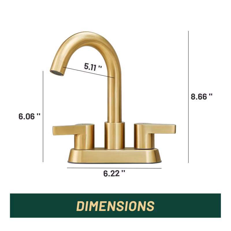 Brushed Gold 4 Inch Centerset Bathroom Faucet, Bathroom Vanity Lavatory Faucets for Sink 3 Hole 2 Handle