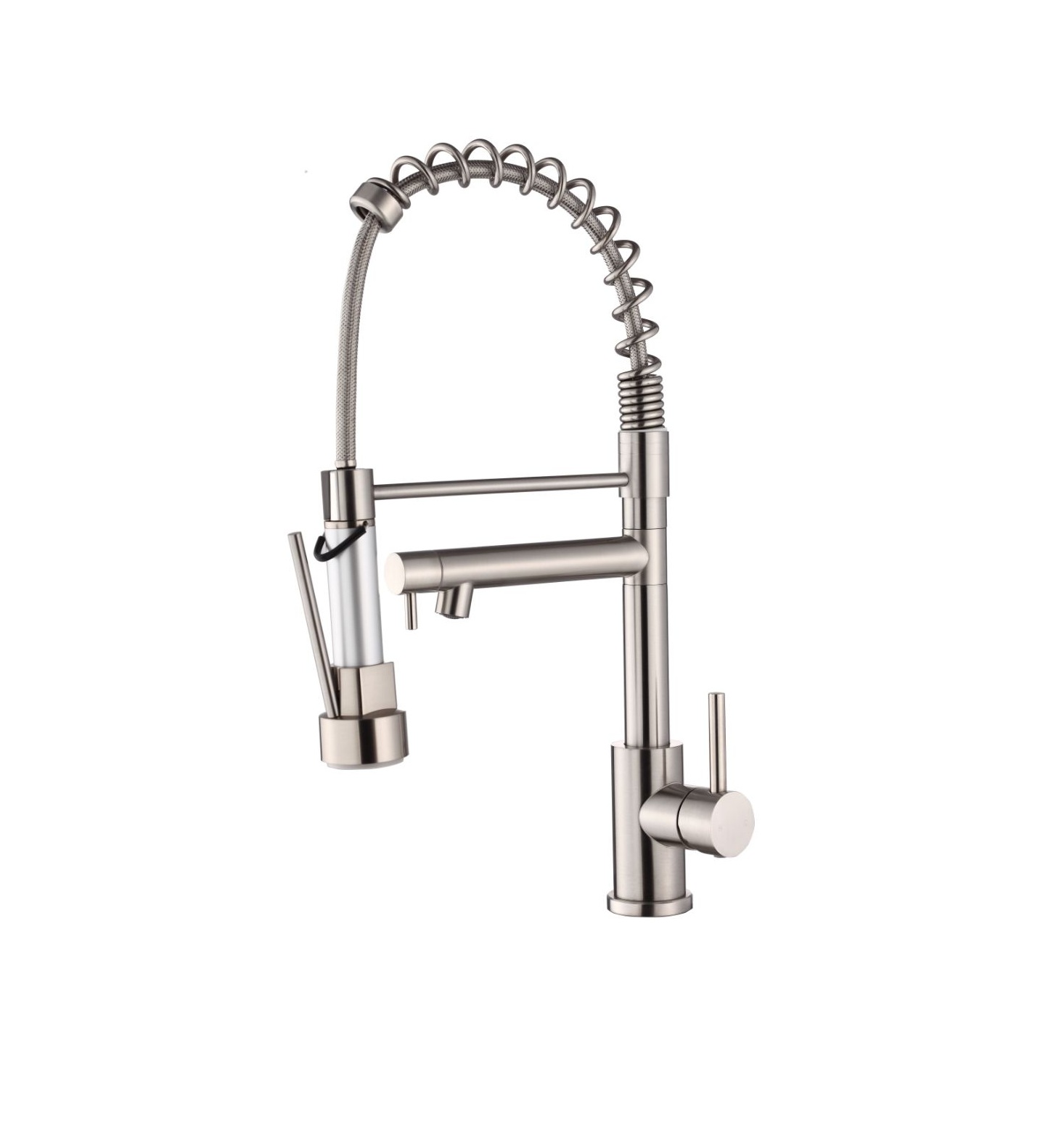 Kitchen Faucet Touch On Single Handle 2- Function Stainless Steel Spring Neck, Single Hole Installation for Residential, Commercial, RV, Bar & More, Brushed Nickel