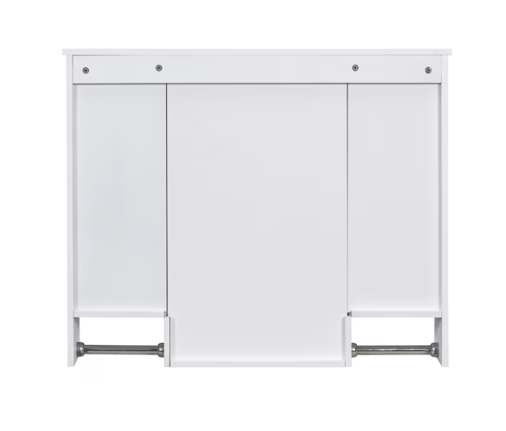 Bathroom Wall Cabinet with Mirror 35-in x 28-in Surface Mount white Mirrored Rectangle Soft Close Medicine Cabinet