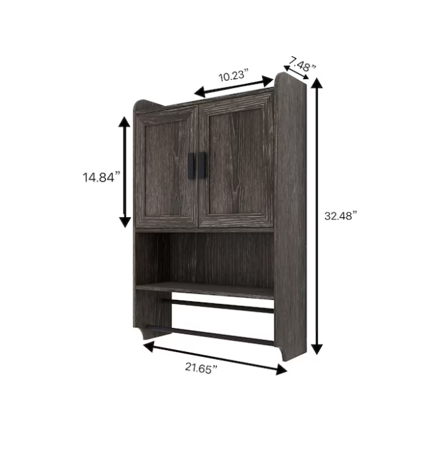 Linen Cabinets 21.65-in x 32.48-in Surface Mount Gray Rectangle Medicine Cabinet