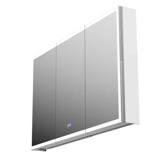 48-in x 30-in Lighted LED Fog Free Surface/Recessed Mount Sliver Mirrored Rectangle Soft Close Medicine Cabinet