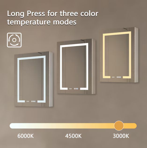 20-in x 32-in Lighted LED Fog Free Surface/Recessed Mount Silver Mirrored Rectangle Soft Close Medicine Cabinet