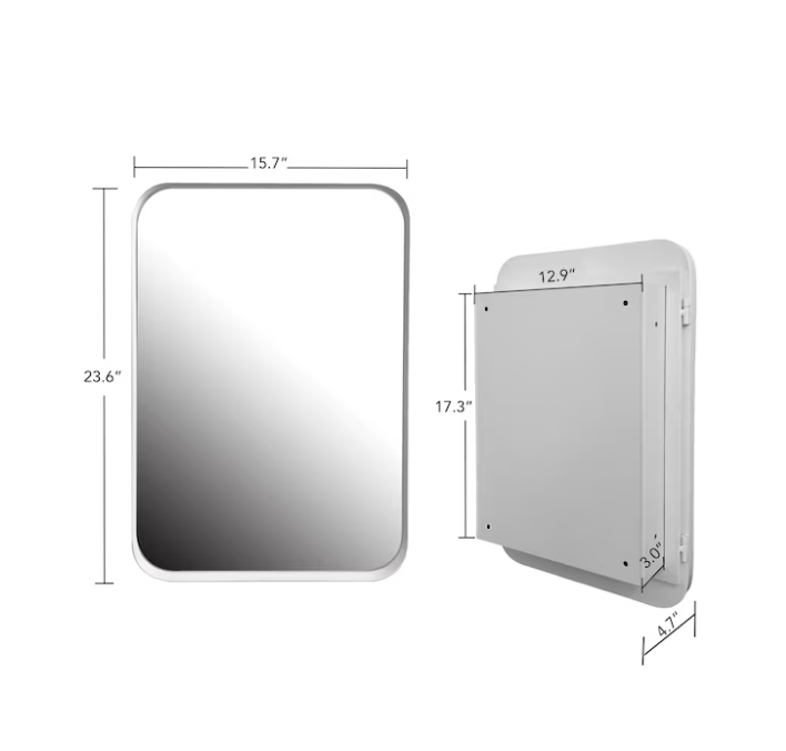 16-in x 24-in Fog Free Recessed Mount White Mirrored Rectangle Medicine Cabinet