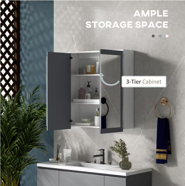 27-in x 30-in Surface Mount White Mirrored Rectangle Medicine Cabinet