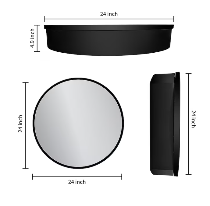 24-in x 24-in Surface/Recessed Mount Powder Coated Mirrored Round Soft Close Medicine Cabinet