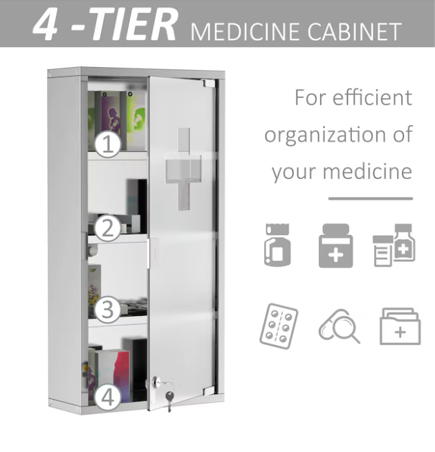 12-in x 24-in Surface Mount Silver Rectangle Soft Close Medicine Cabinet