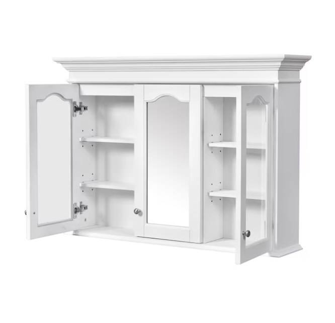 40-in x 28-in Fog Free Surface Mount White Mirrored Oval Medicine Cabinet