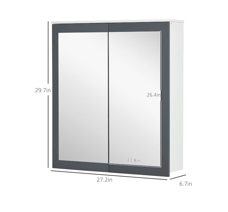 27-in x 30-in Surface Mount White Mirrored Rectangle Medicine Cabinet