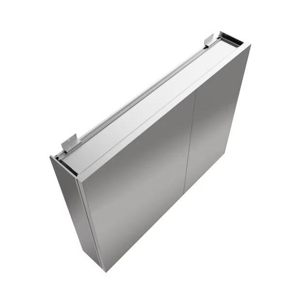 30-in x 24-in Surface/Recessed Mount Silver Mirrored Rectangle Soft Close Medicine Cabinet